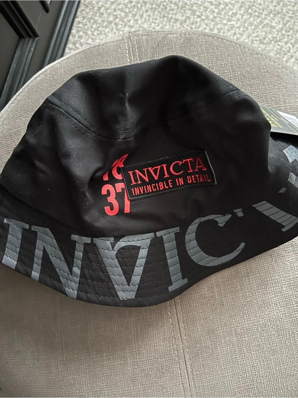 Invicta Kids Black Bucket Hat with Red Logo